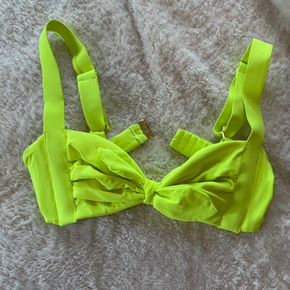 Bahimi Neon Yellow Bikini Top SMALL bow detail brand new without tags - Picture 1 of 6